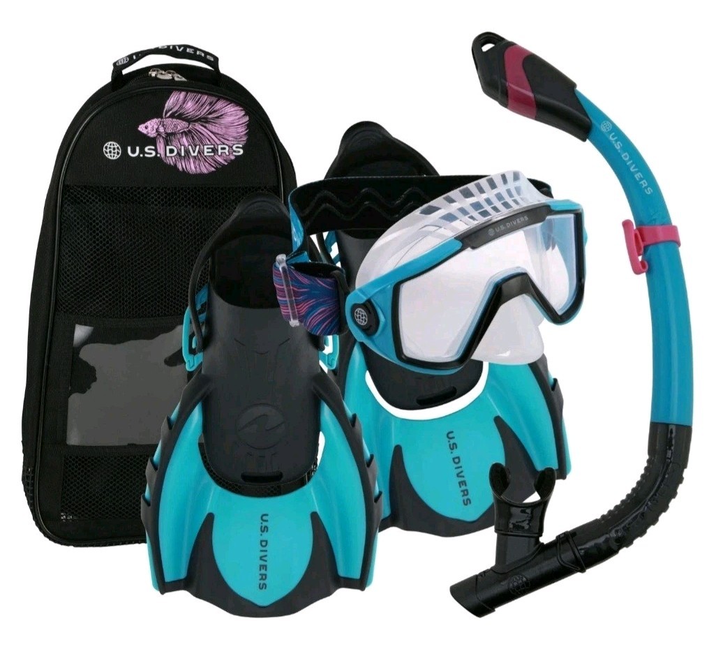 U.S. Divers Avila 2.0 Paradise Adult Snorkel Set Betta Black Blue Size Medium