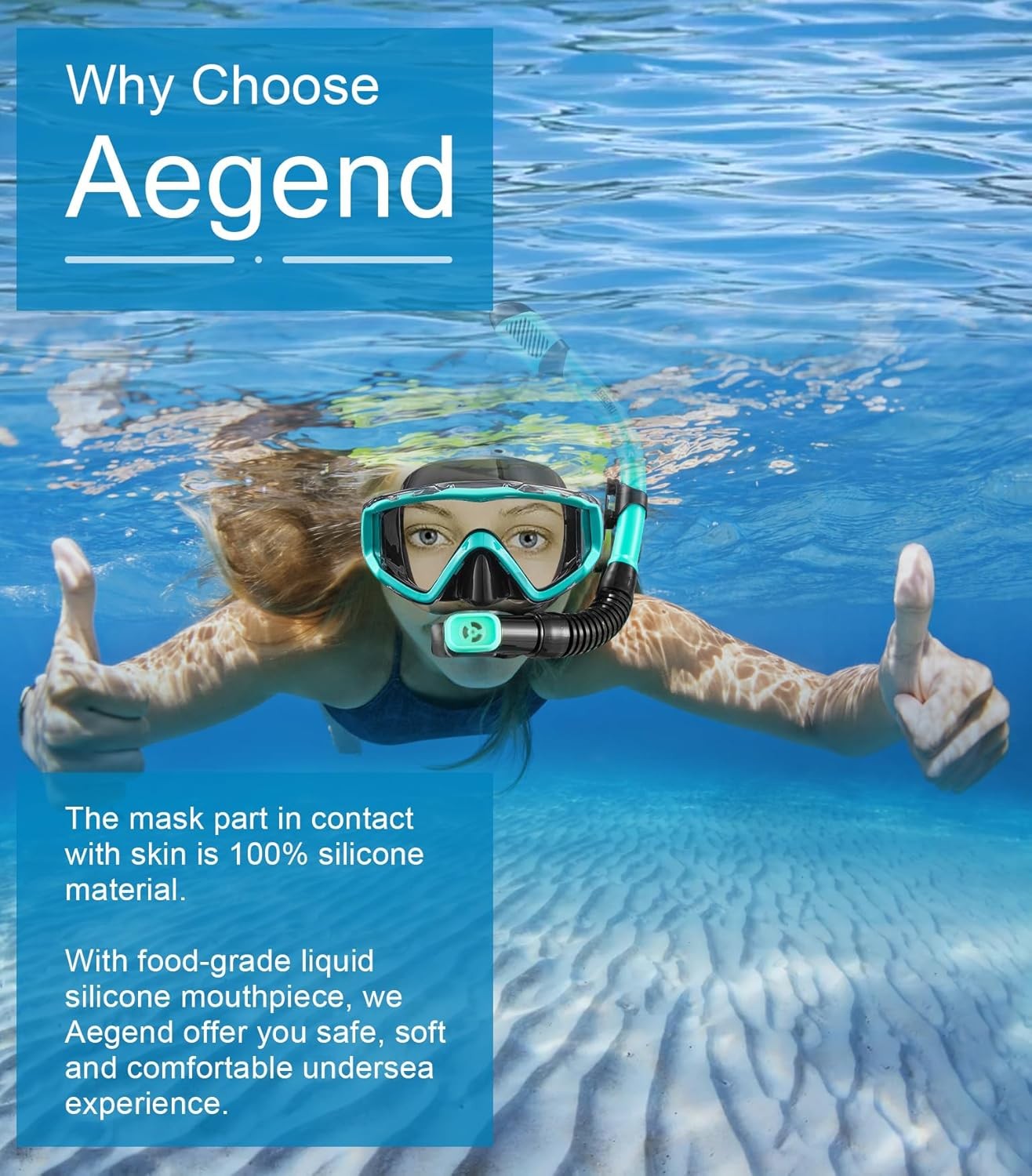 Aegend Snorkeling Gear for Adults Youth Kids, Snorkel Mask with Top Dry Valve –