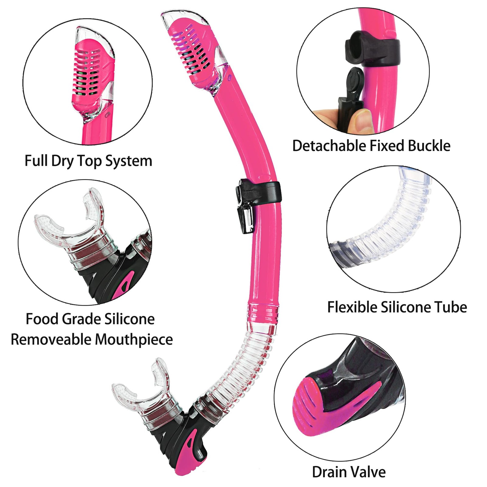 DiVLMT Snorkeling Gear for Adults with US Men 4-8.5 | Lady 6-9.5, Pink