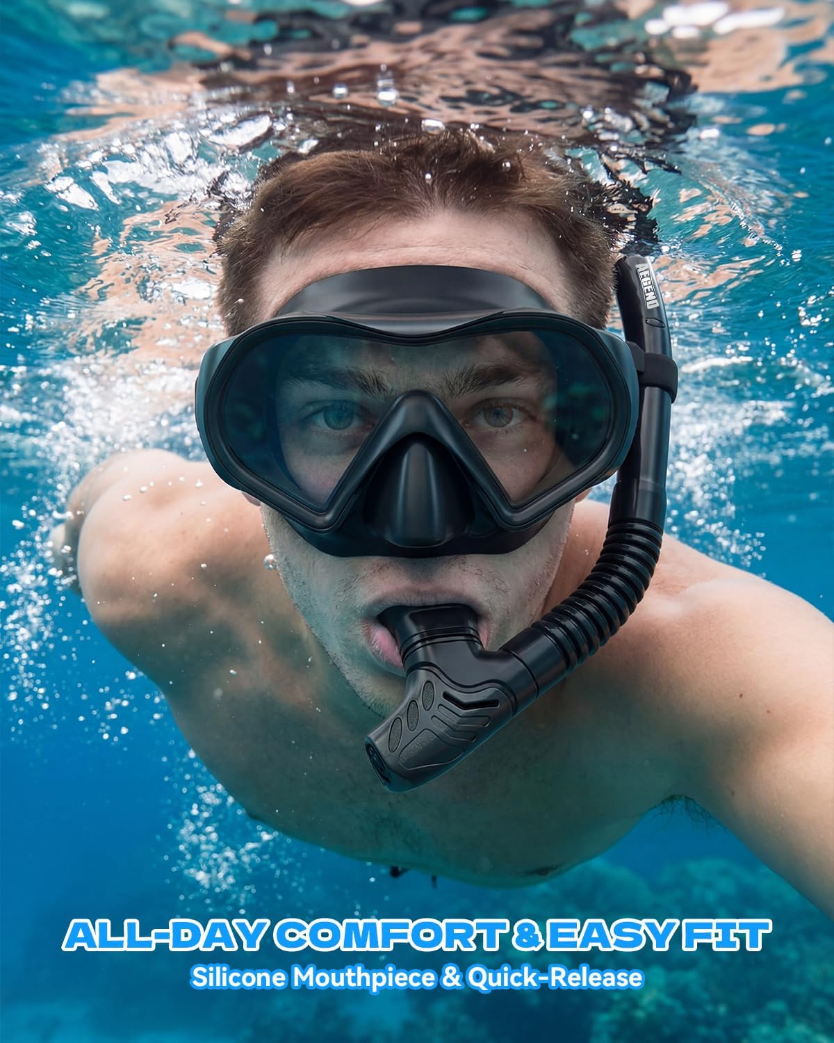 Diving Dry Snorkel for Adult & Youth – Snorkeling Gear with Top Dry Valve for Sn