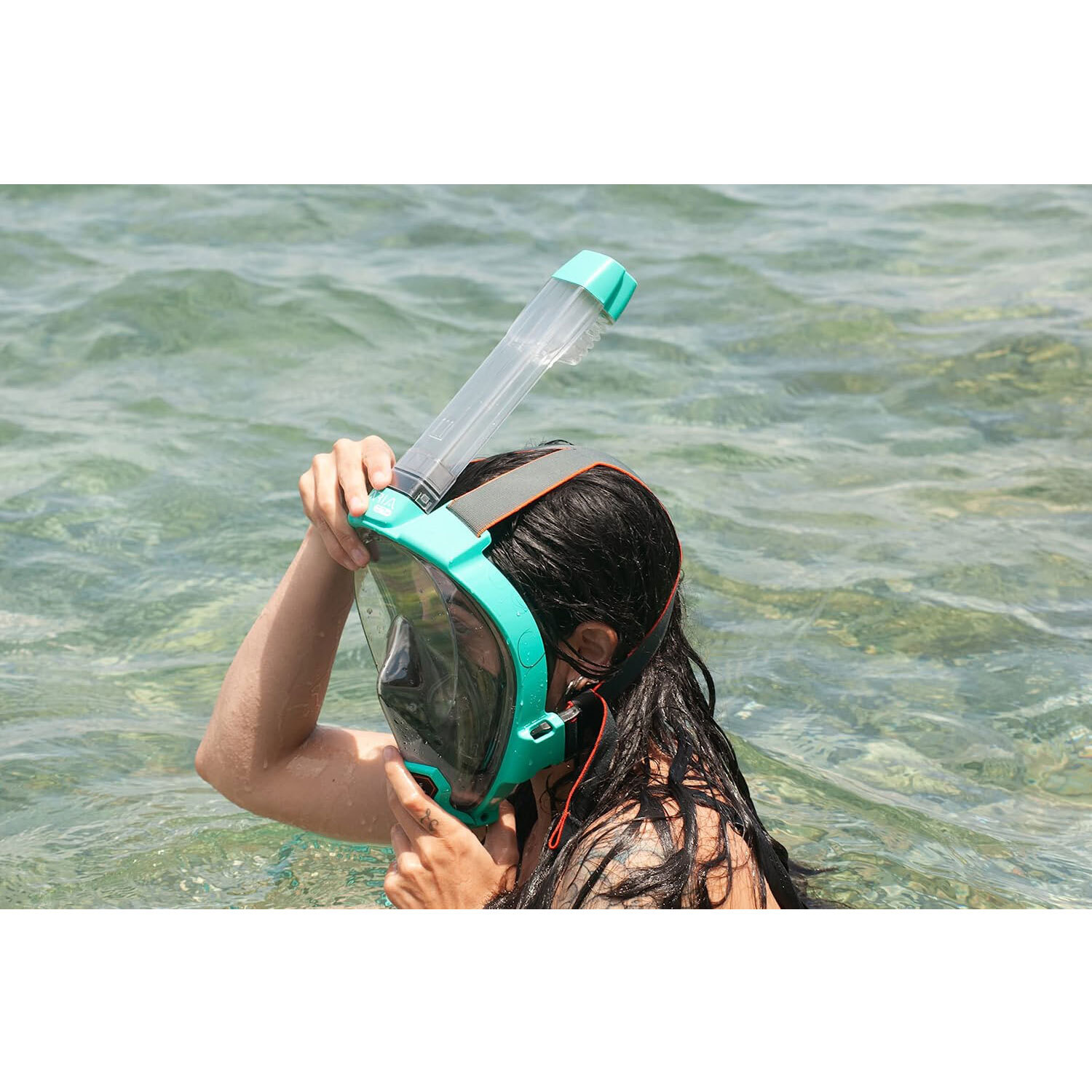 Open Box Ocean Reef ARIA QR+ Full Face Snorkeling Mask – Teal – Small/Medium