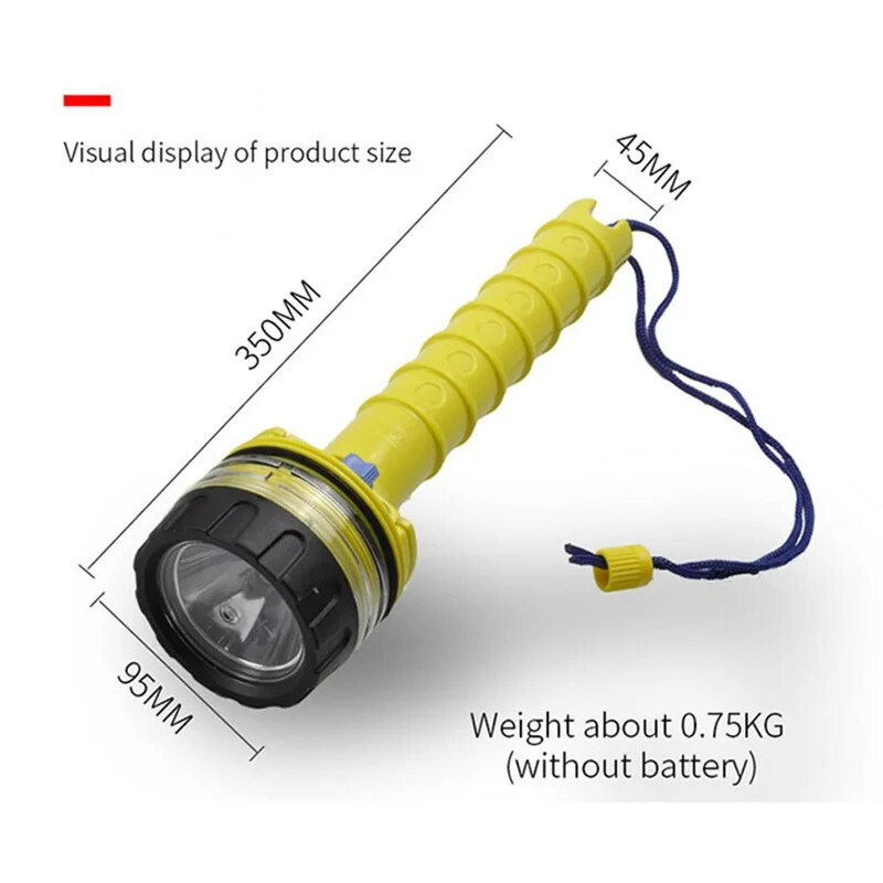 Professional Scuba Diving Flashlight Safety Light Spearfish Dive Torch Headlamp