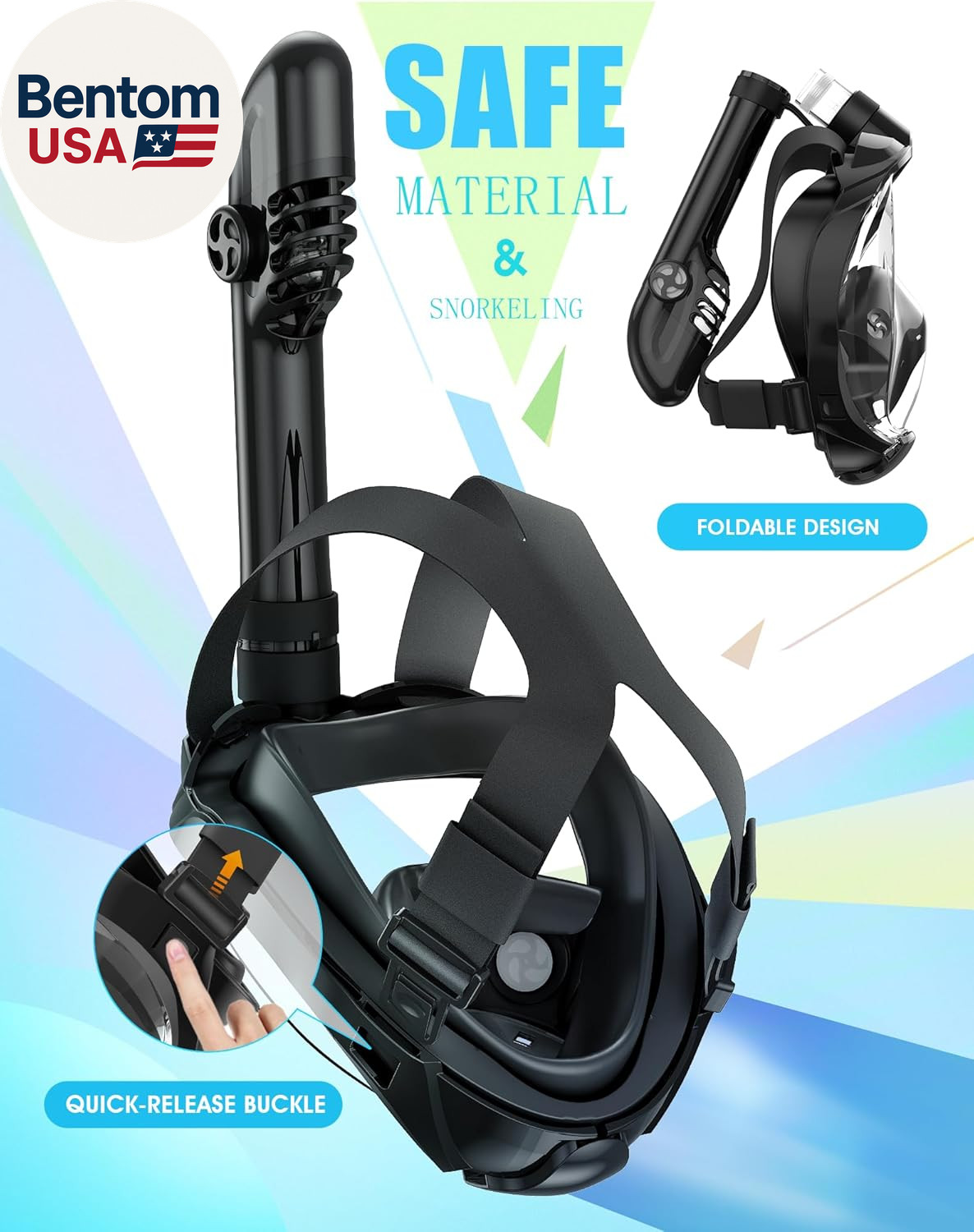 G2 Snorkeling Gear for Adults 2PCS, Full Face Snorkel Mask with Dry Top Snorkel,