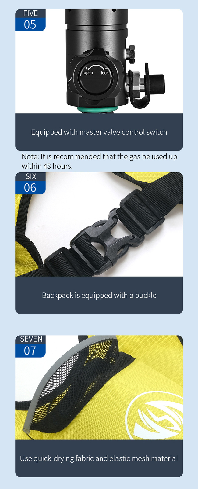 GOYOJO Scuba Diving Equipment Underwater Breathing Kit 2L Diving Oxygen Tank Set