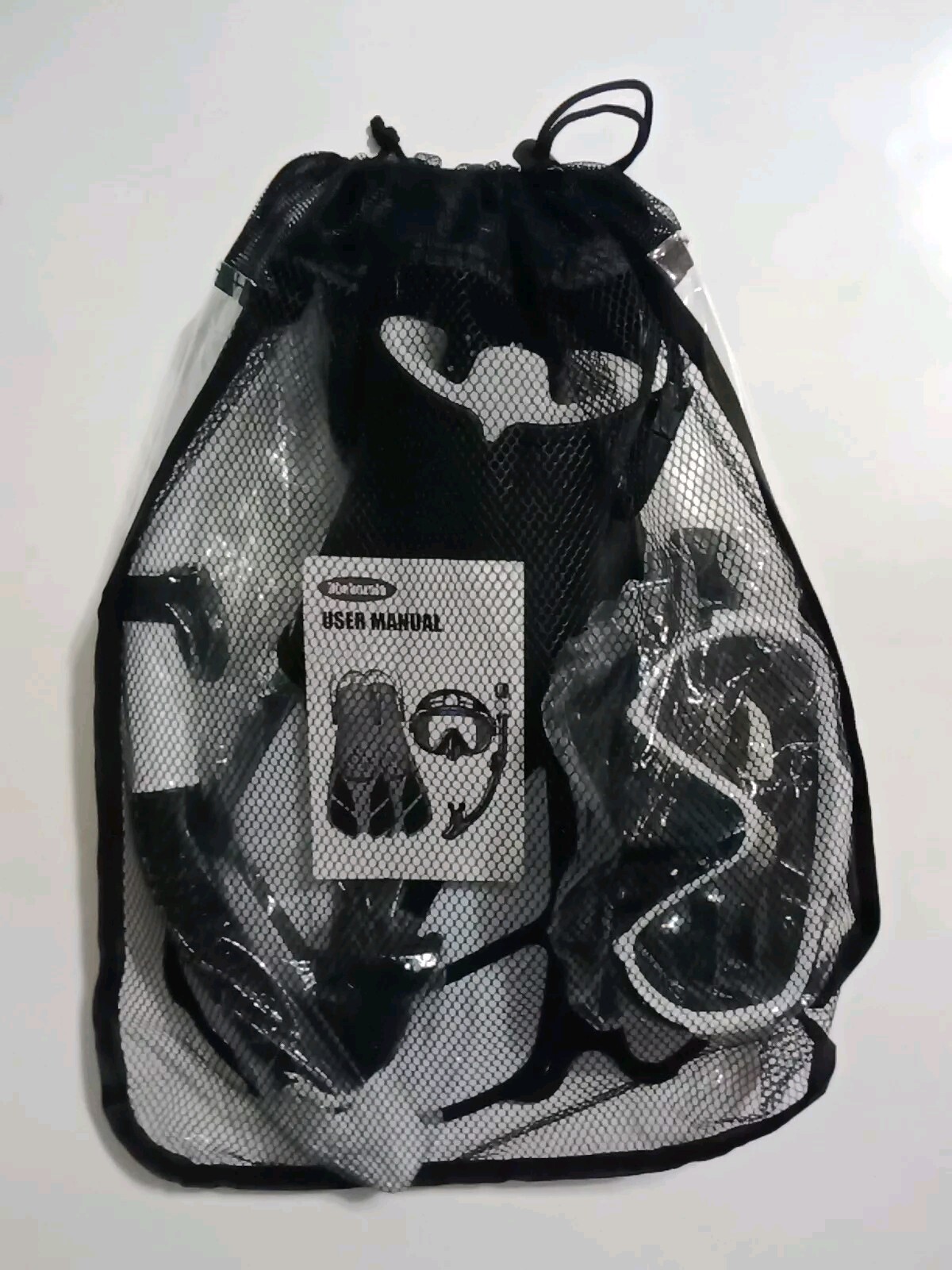 Ubekezele Snorkel Set Mask, Breathing Tube, & Flippers Size: S/M 4 1/2 – 8 1/2