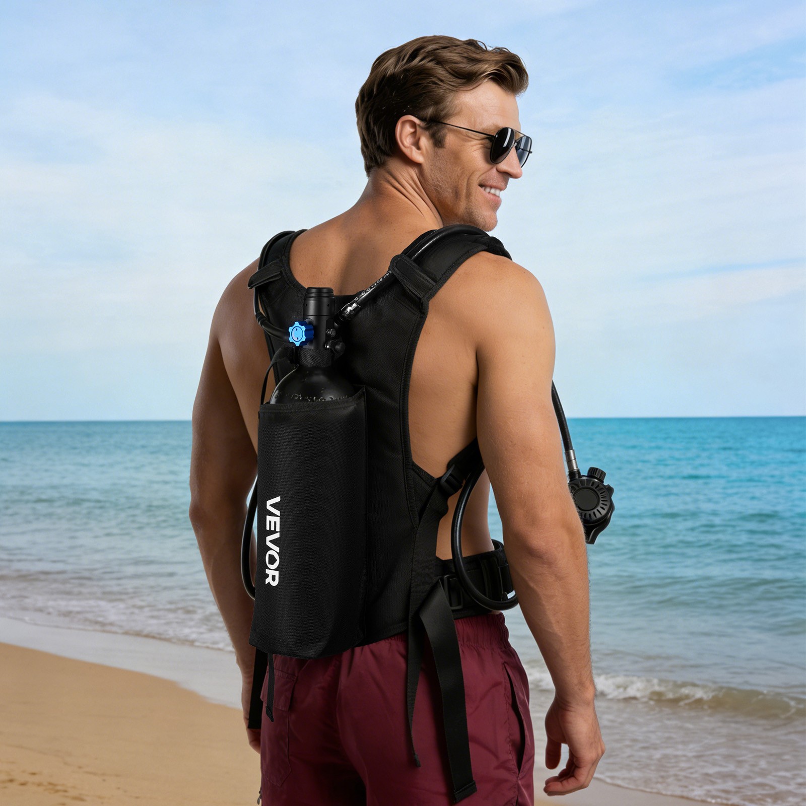 VEVOR Mini Scuba Tank 1.9L Portable Diving Lung Tank with Backpack Case 30-35min