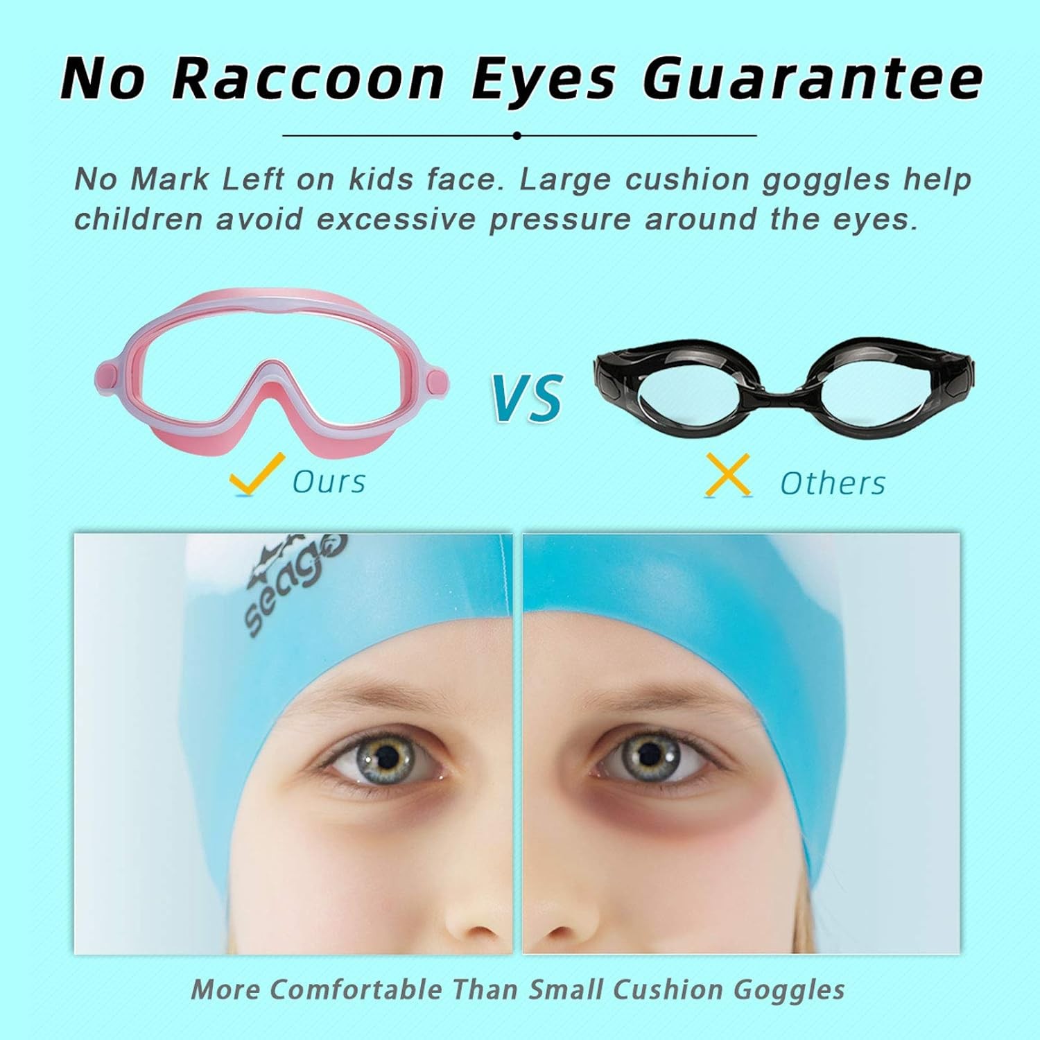 Seago Swim Goggles 2 Pack Anti-Fog Anti-UV Wide View Light Green & Pink