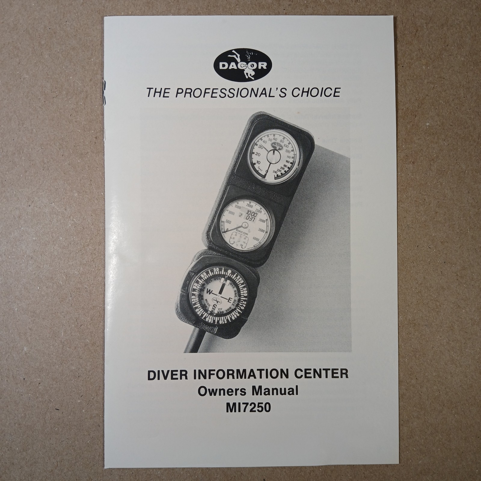 Dacor Vintage Dive Gauge Console SPG 240ft Depth 4000psi Brand New w/ Documents