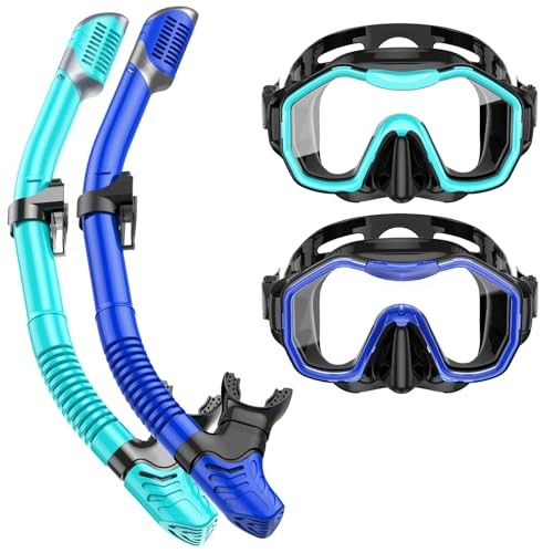 Snorkeling mask Adults A11-Black Green + Black Blue