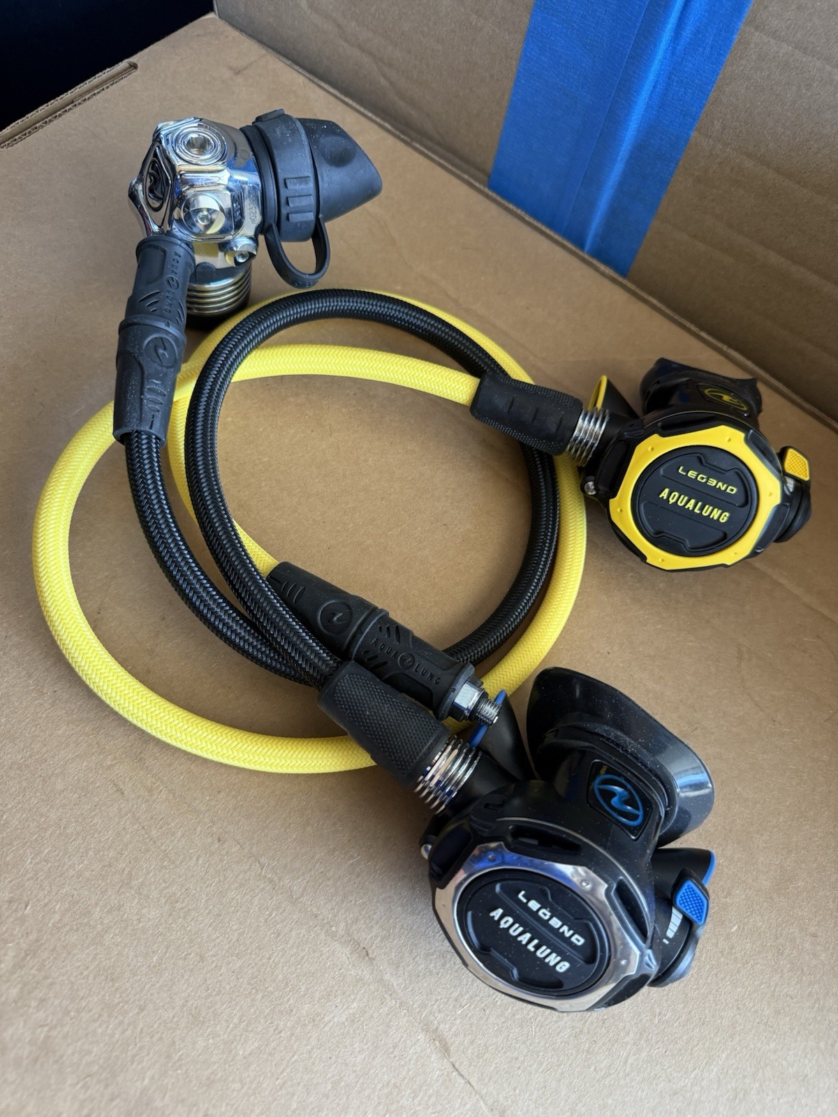 Aqua Lung Legend Regulator Set DIN w/ Legend Octopus Braided Hoses – Brand New