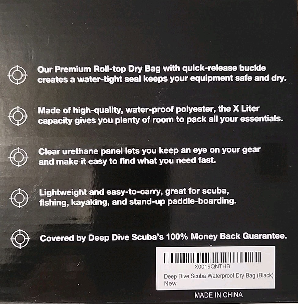 DEEP DIVE SCUBA WATERPROOF DRY BAG 18in X 15in BLACK