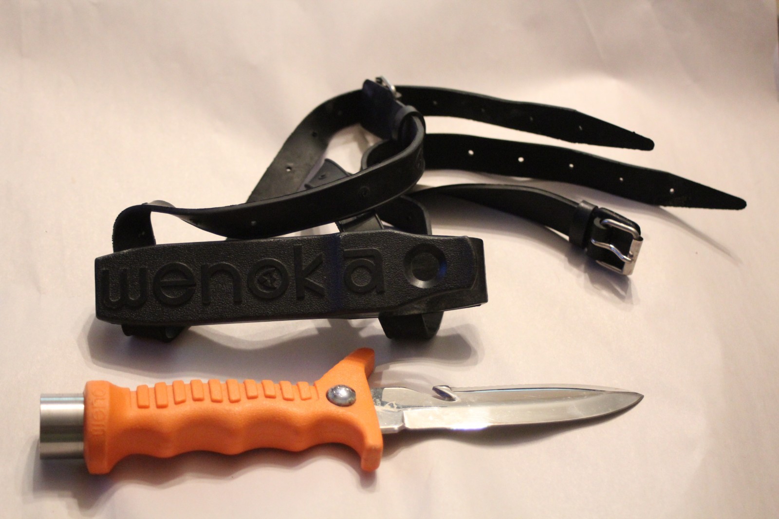 WENOKA Blackie Collins Scuba Diving Knife 8540 Orange w/ Sheath 304-SS*VTG Japan