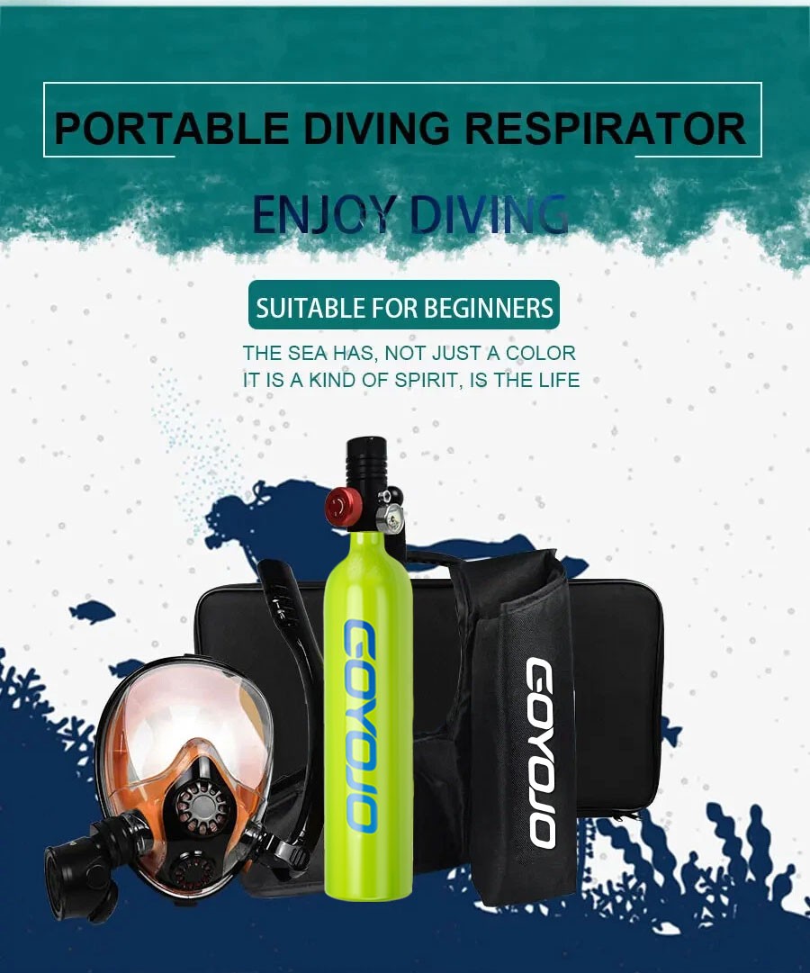 GOYOJO 1L Diving Scuba Tank Oxygen Tank Snorkeling Lung for Underwater with Mask
