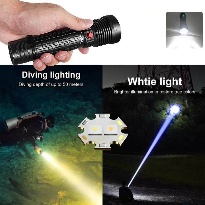 10000LM P70 LED Diving Flashlight Underwater 50M Rechargeable Scuba Torch US