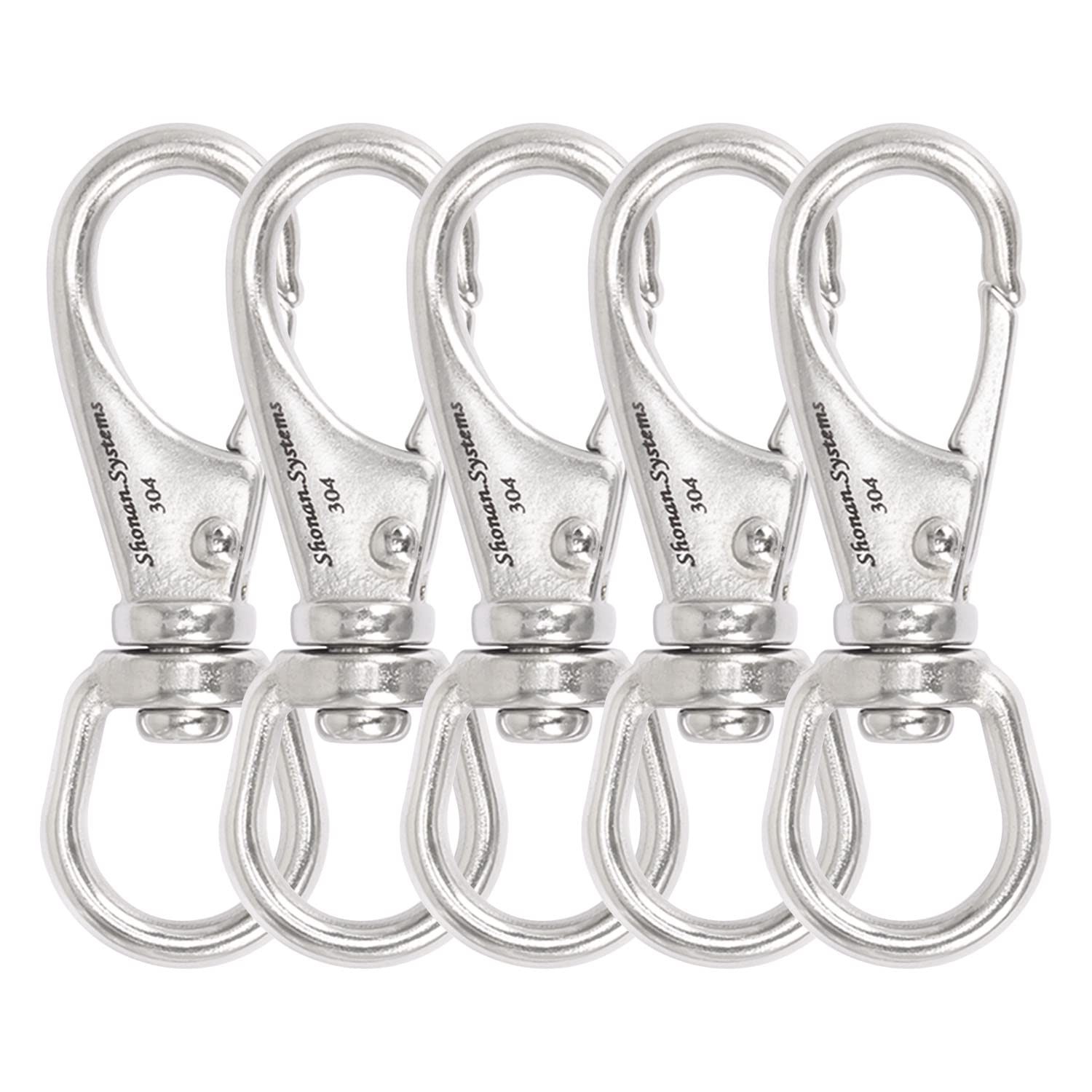2.7″ Swivel Snap Hooks 5 Pack Small Stainless Steel Spring Clips Flag Pole Clips