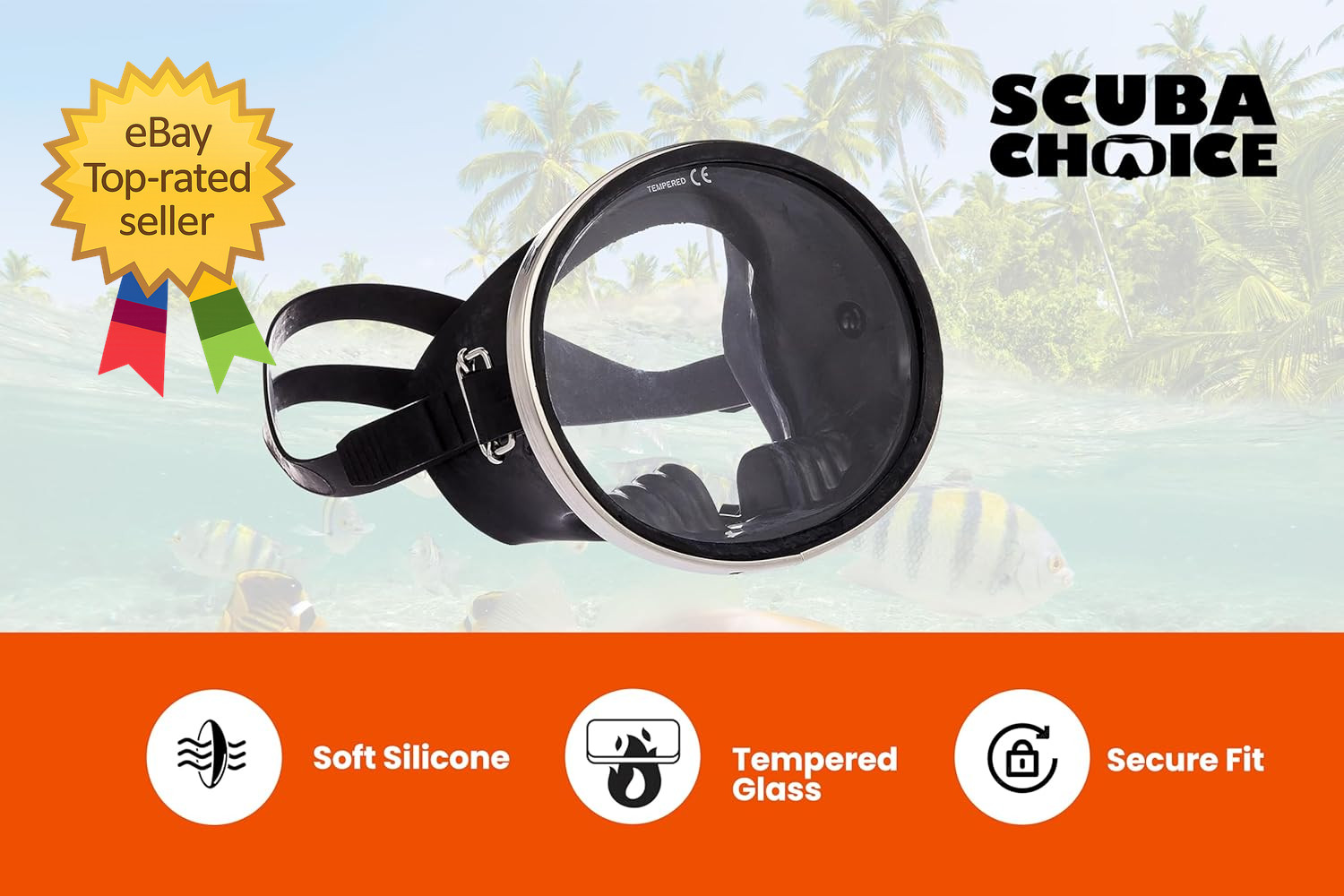 Scuba Diving Mask Oval Tempered Glass Snorkel Mask with Comfortable Classic Rubb