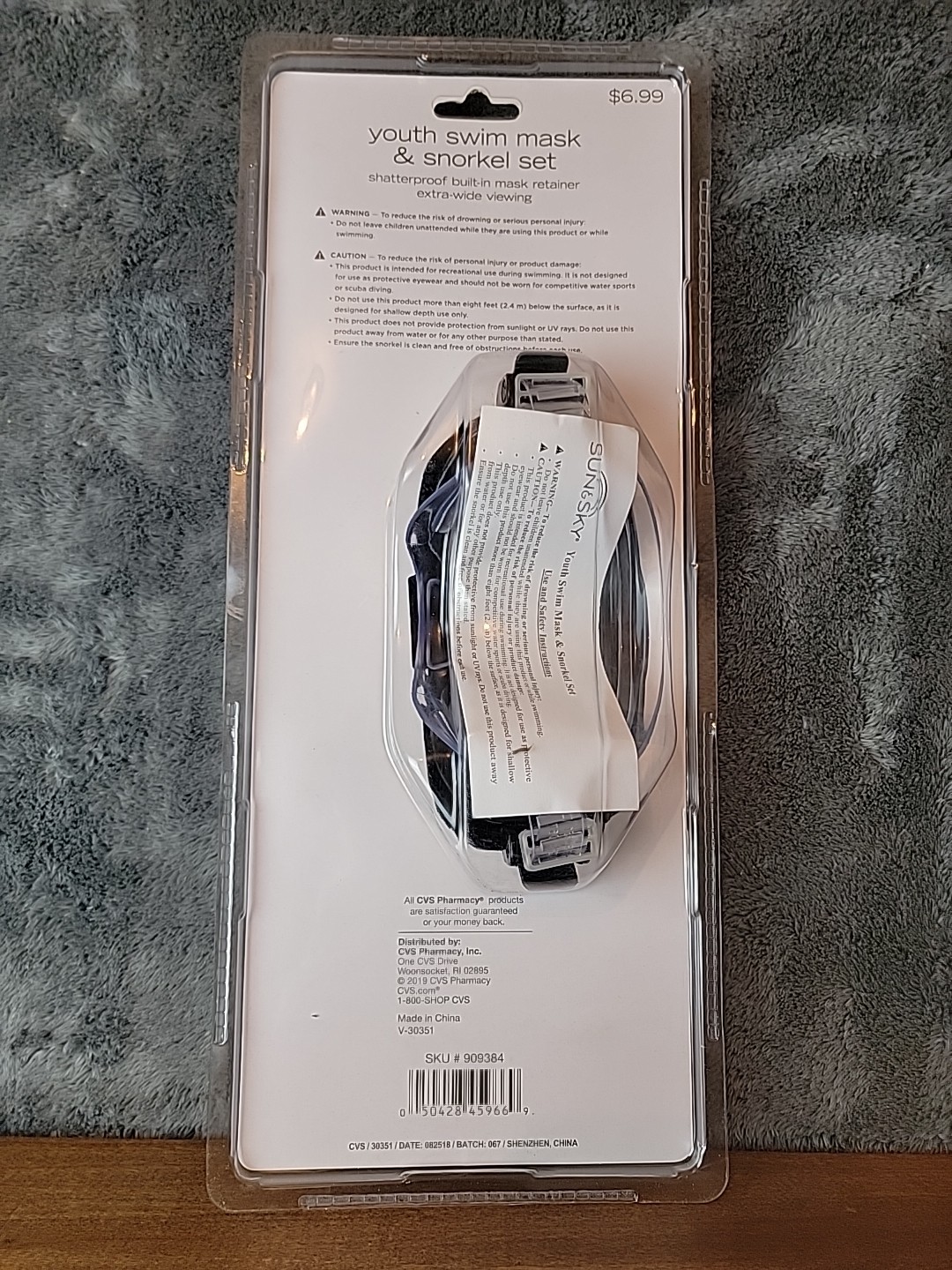 Sun & Sky Youth Swim Mask & Snorkel Set Black – New Sealed – USA Seller