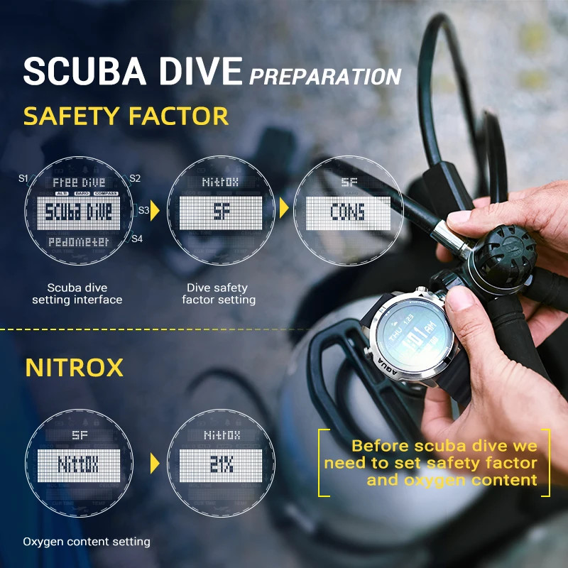 NORTH EDGE Mens Smart Watch Professional Dive Computer Watch Scuba Diving NDL