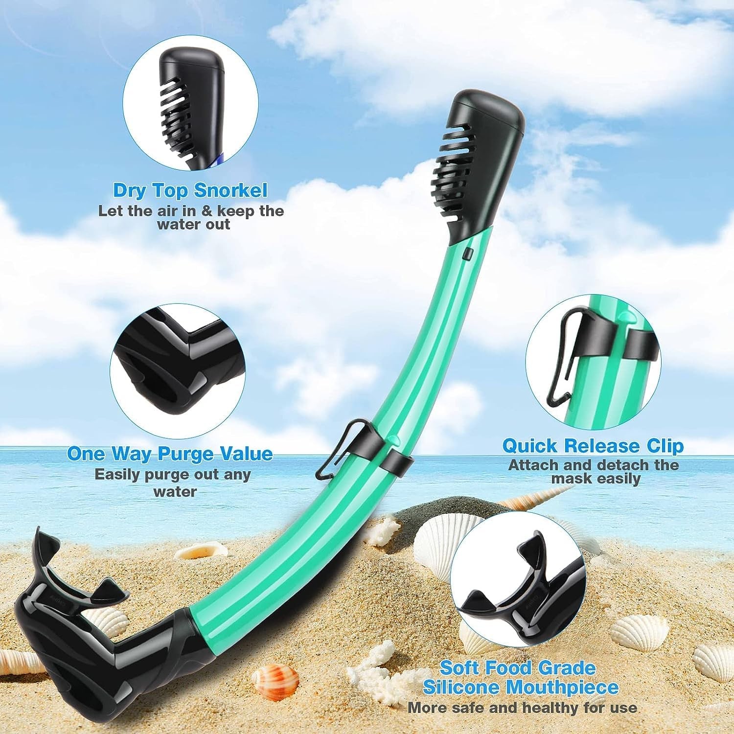 Snorkeling Gear for Adults, Dry Adult Snorkel Set HD Panoramic View Snorkel Mask