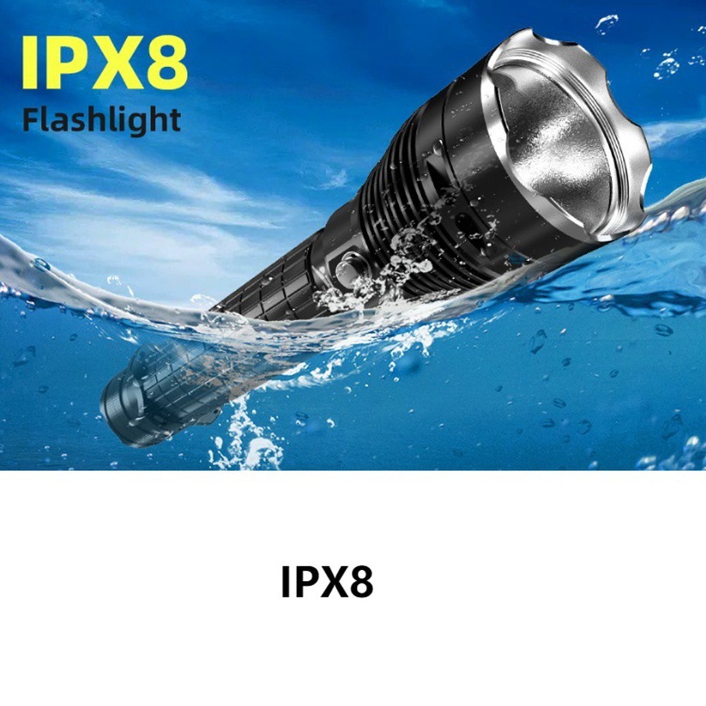 Scube Diving Flashlight P70-LED Light Waterproof Underwater Outdoor USB Torch
