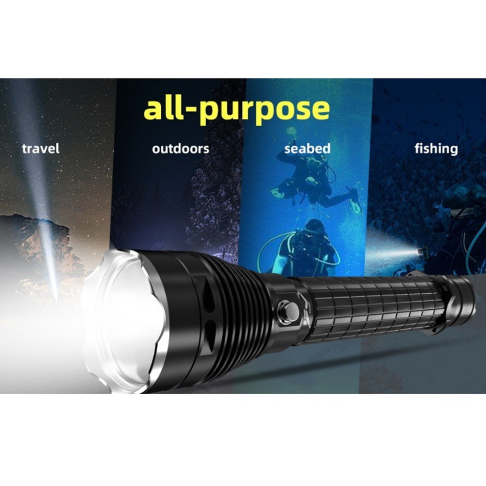 Scube Diving Flashlight P70-LED Light Waterproof Underwater Outdoor USB Torch