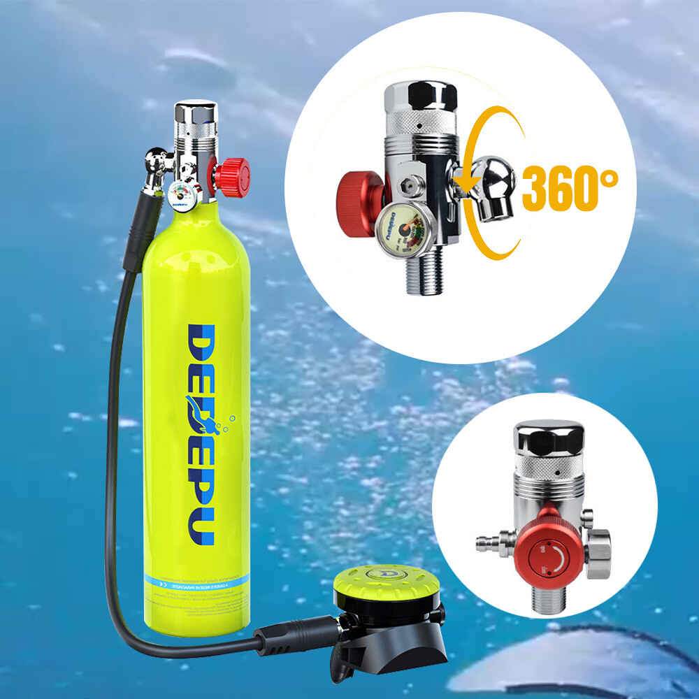DEDEPU Scuba 1L Oxygen Tank Underwater Breath High Pressure Pump +Diving Glasses