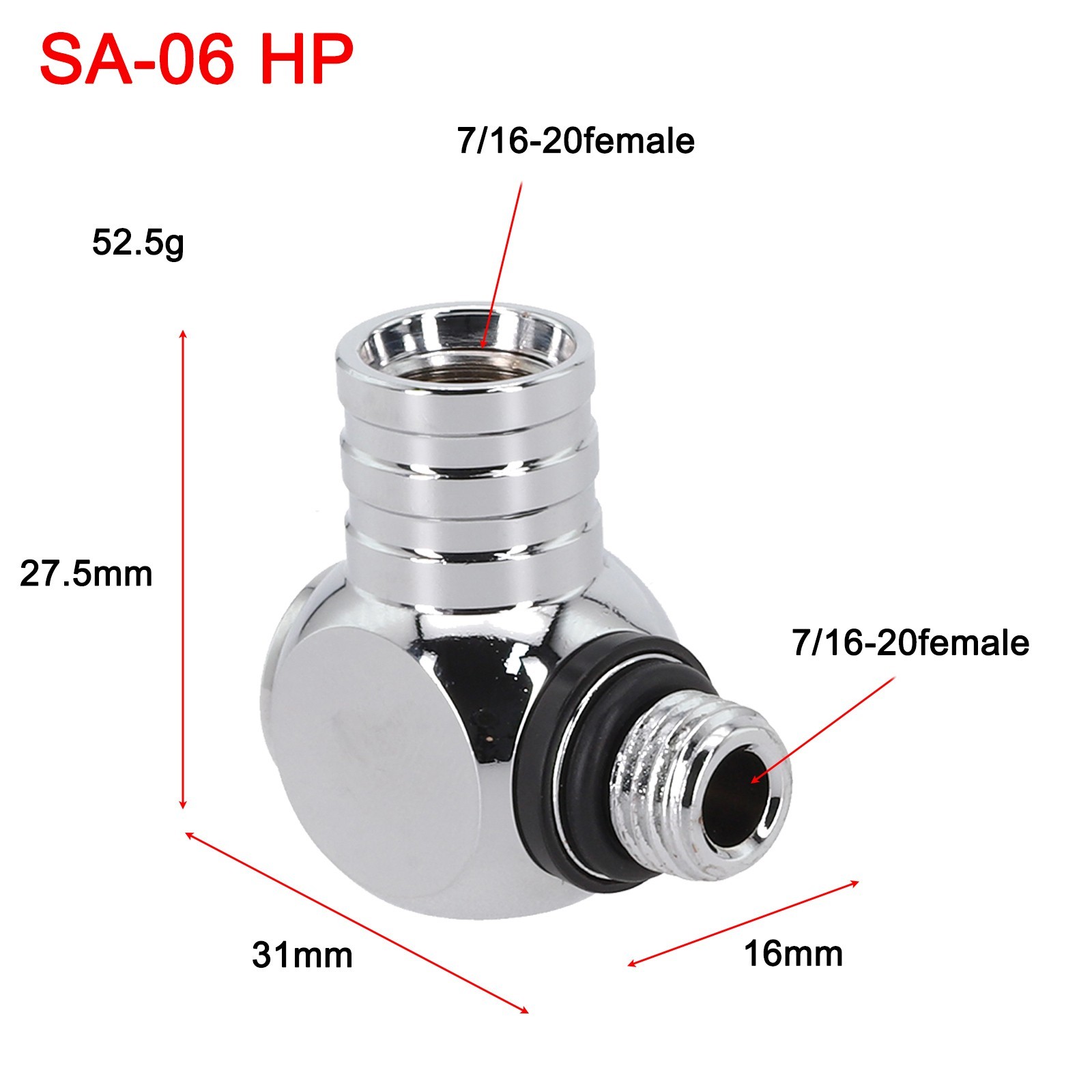 High Quality Brass Swivel Adaptor for Scuba Diving First Stage LP/HP Ports