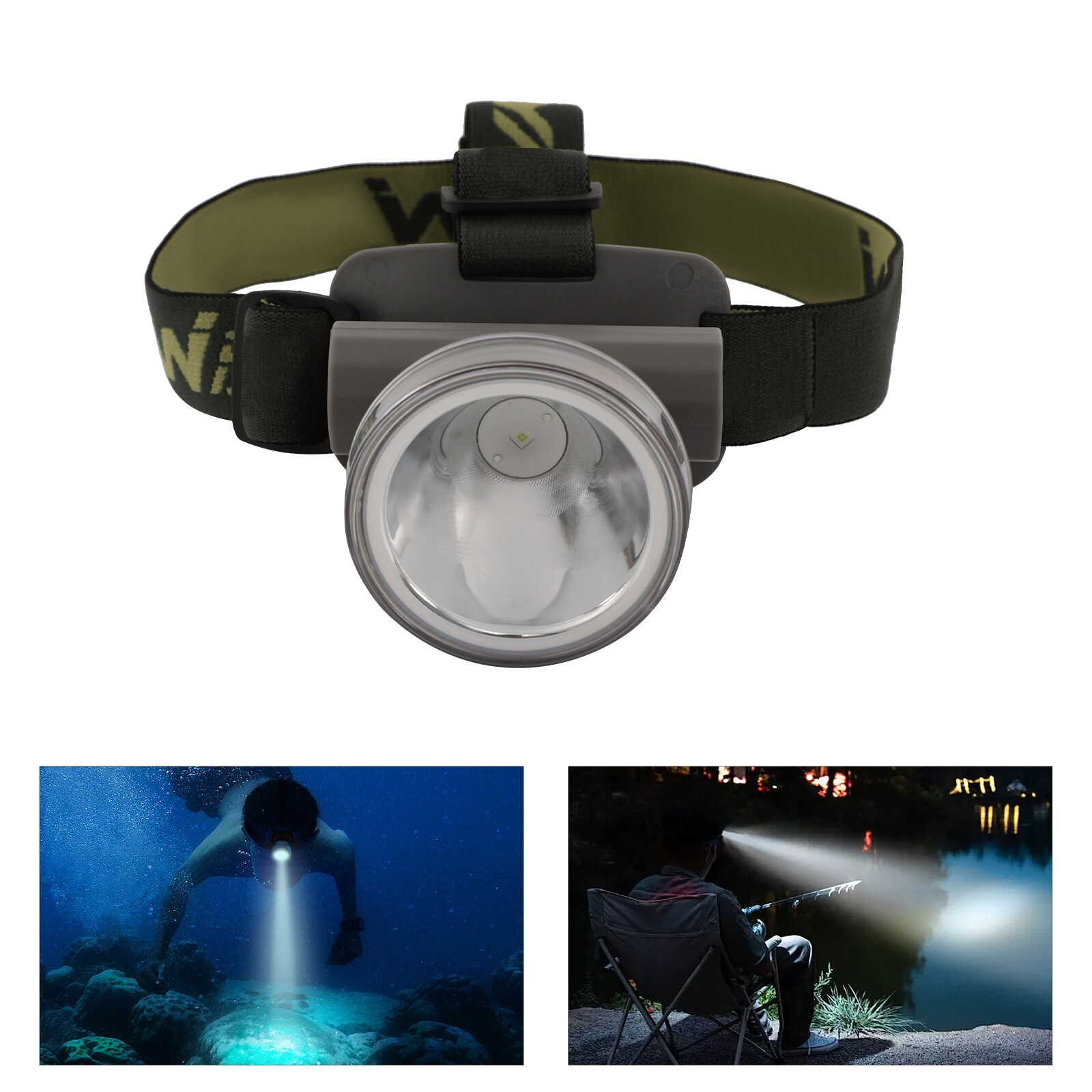 Underwater Headlight Rechargeable LED Diving Headlamp Head-mounted Diving Light~