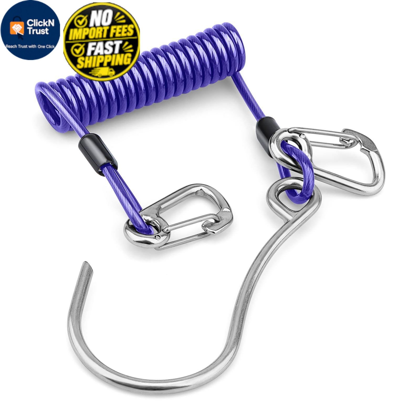 OVOVFANY Scuba Diving Reef Hook, 316 Stainless Steel Extend to 1.3m, Purple