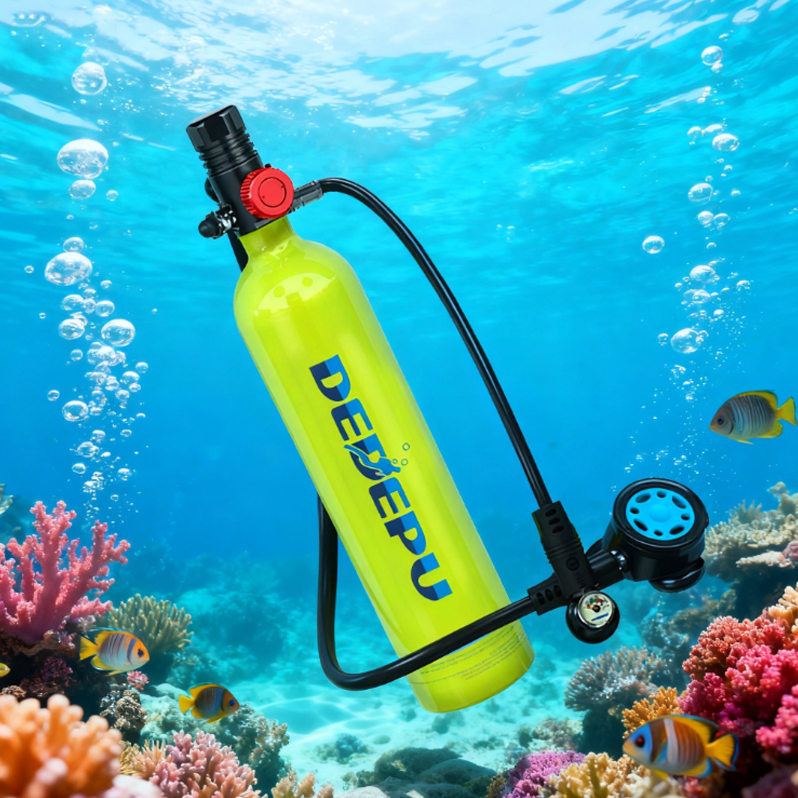 DEDEPU Scuba Diving Kit 1L Oxygen Tank Full Face Diving Mask Set Dive Equipmen