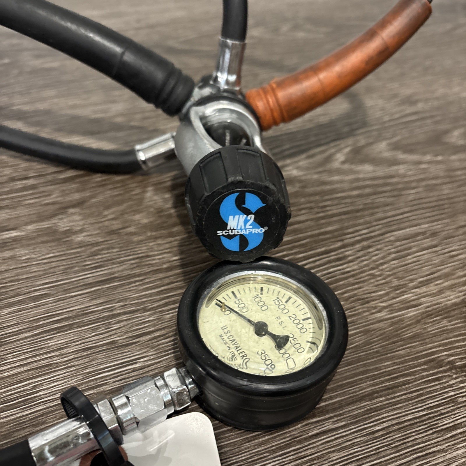 Scubapro MK2 R190 Scuba Regulator Set with U.s. Cavalero Pressure Gauge Untested