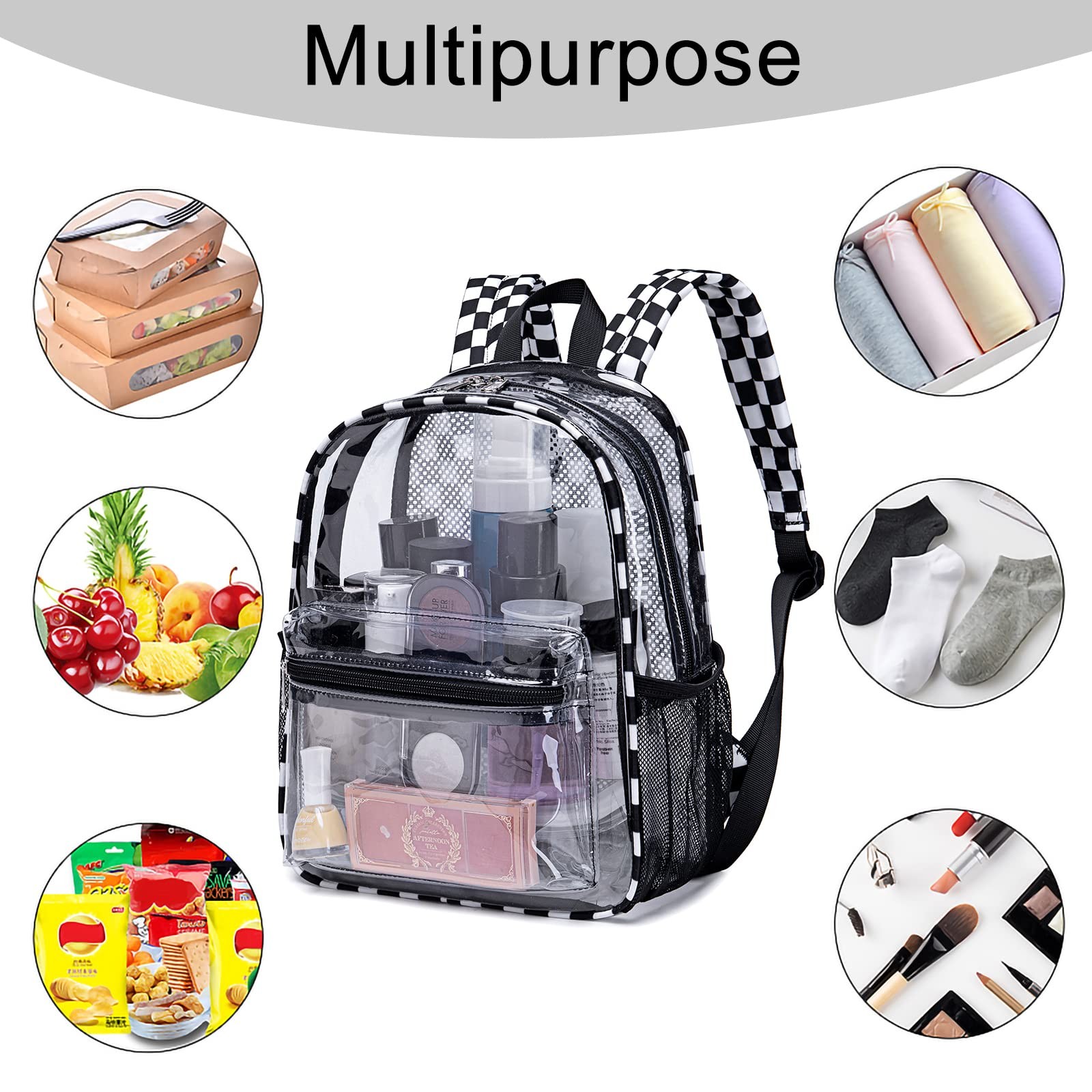 BTOOP Clear Mini Backpack for Stadium Events 12» H-Mini, Black White – Plaid