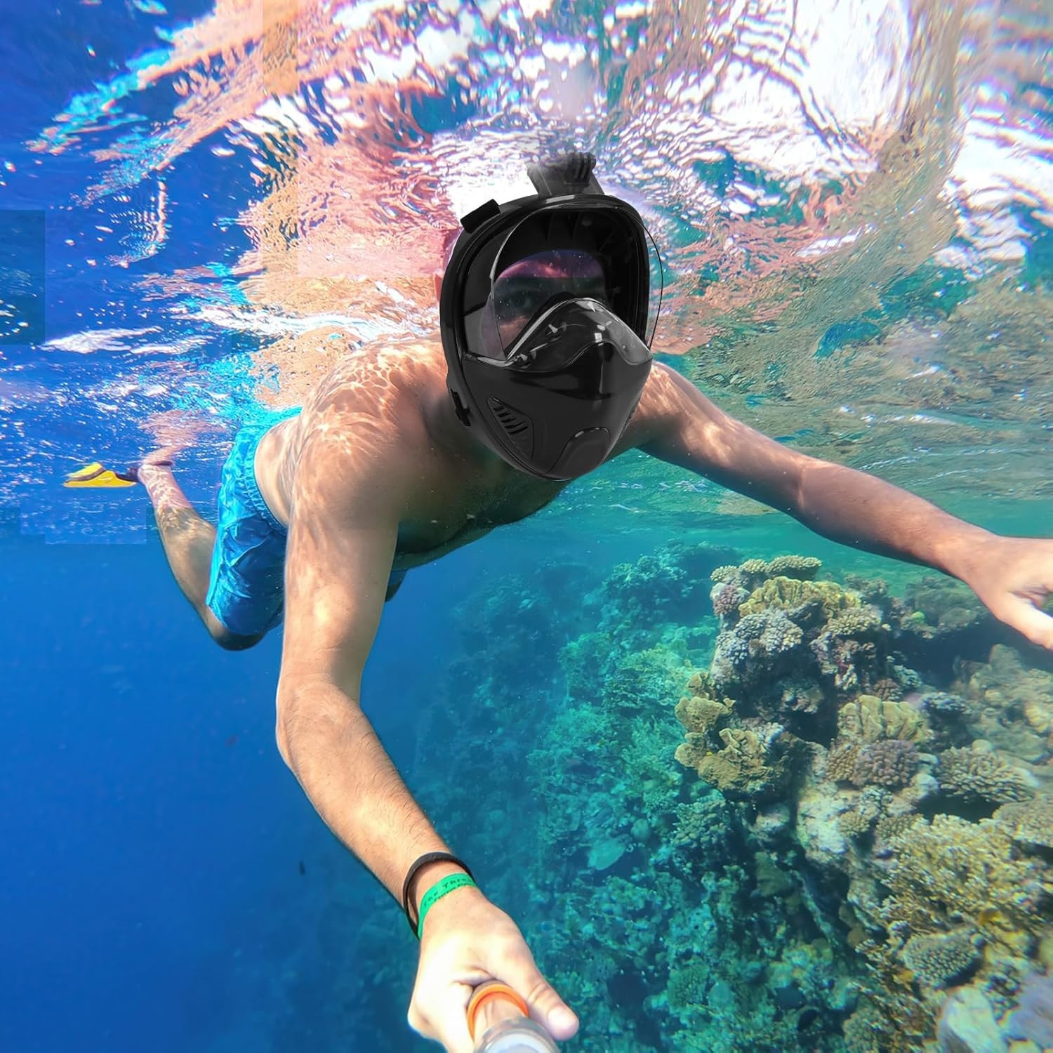ANSUN Snorkel Mask Full Face, Snorkeling Gear for Adults SAFE C02 Size S/M