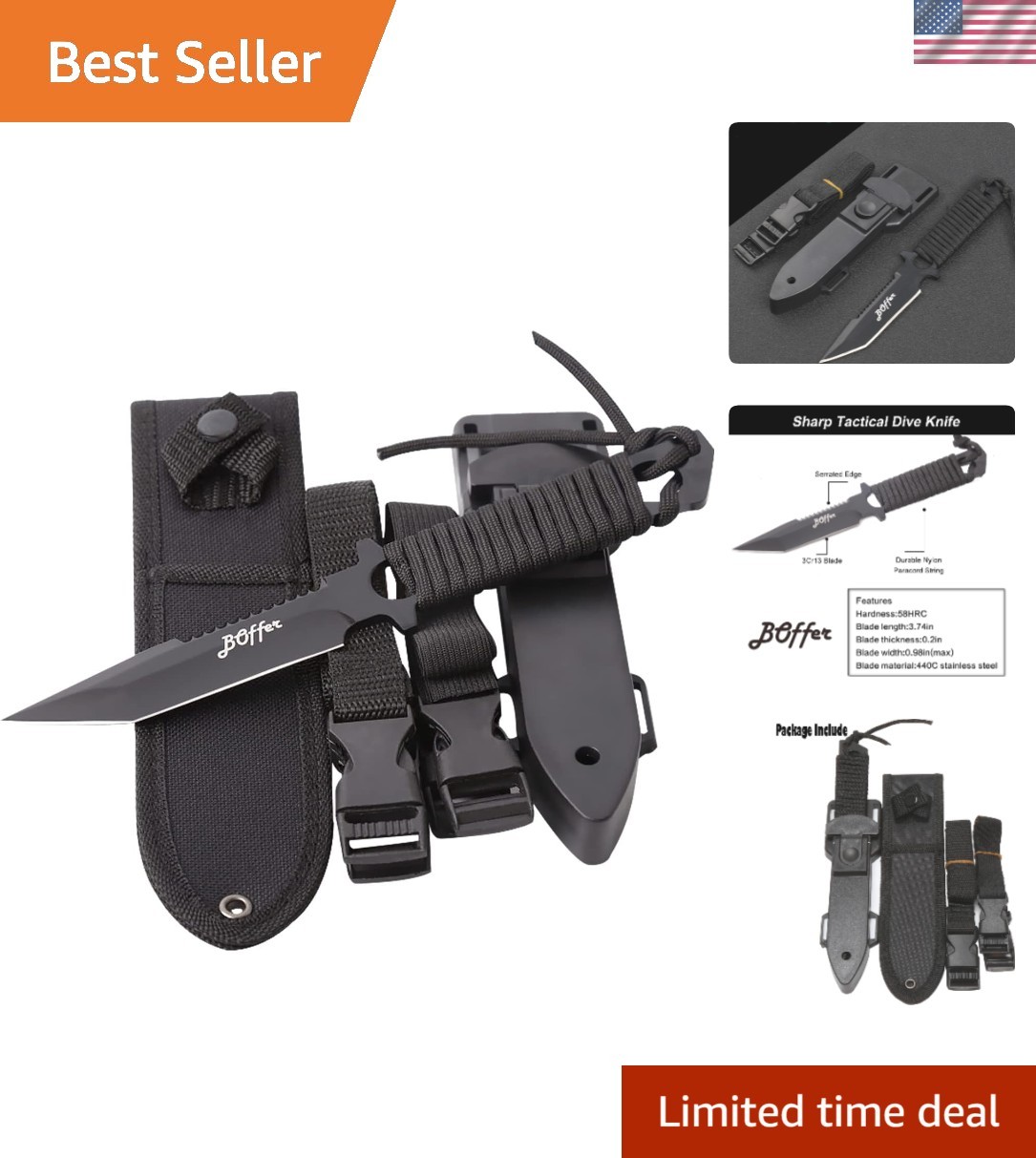Snorkeling & Camping Essential: 4-Inch Tactical Dive Knife with Non-Slip Grip