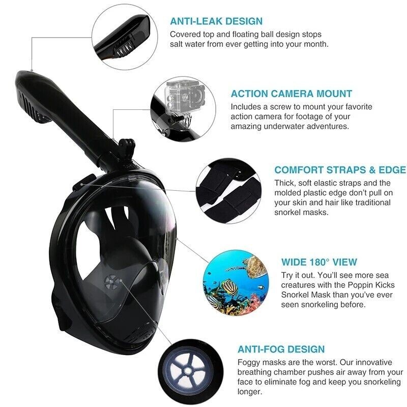 US Diving Masks Underwater Swimming Snorkel Scuba Full Face Mask For Kids Adults