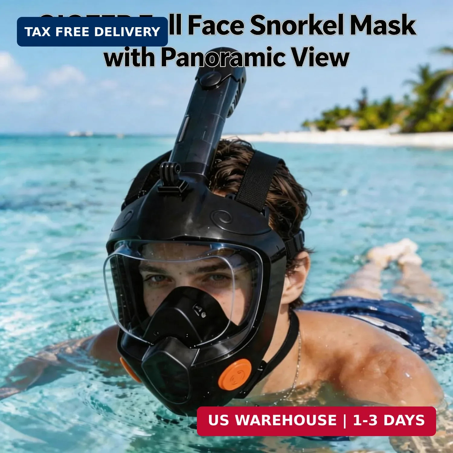 Snorkel Mask for Adults, Full Face Snorkeling Mask Anti-Fog Anti-Leak with Dry T