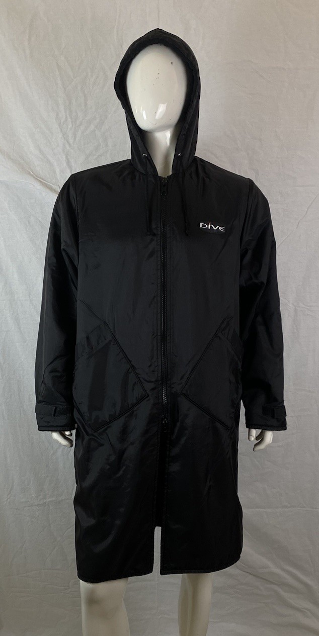 DiveGear USA Hooded Fleeced Lined Black Dive Jacket +Pockets A- Grade, Size L-XL