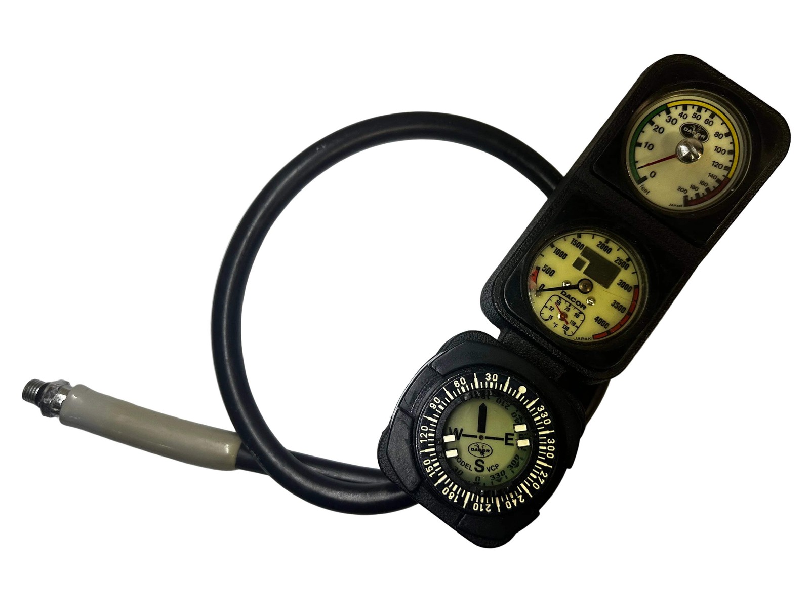 Dacor 3 Gauge Compass, Depth and Pressure Black Scuba Diving