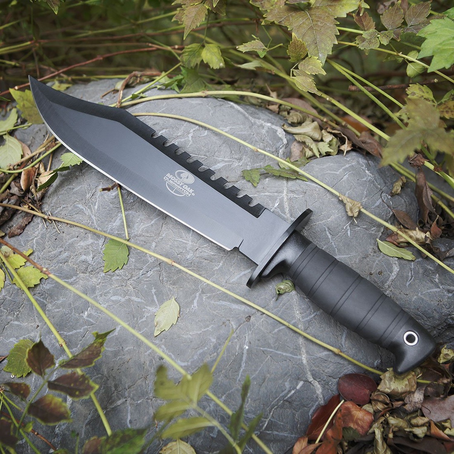 MOSSY OAK 15-inch Survival Bowie Knife & Folding Pocket Knife, Fixed Blade Hu…