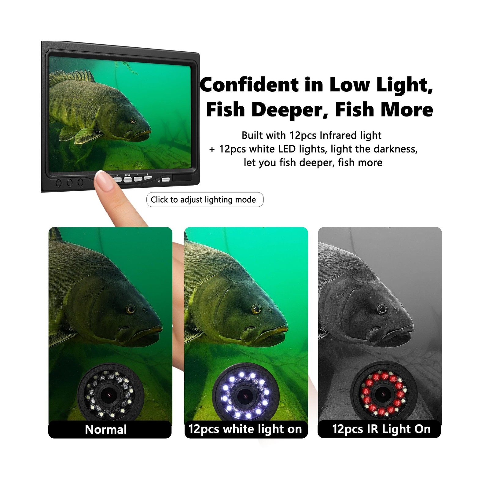 [FishPRO® 2026 Upgrade] Underwater Fishing Camera 1200TVL, 7» Ice Fishing