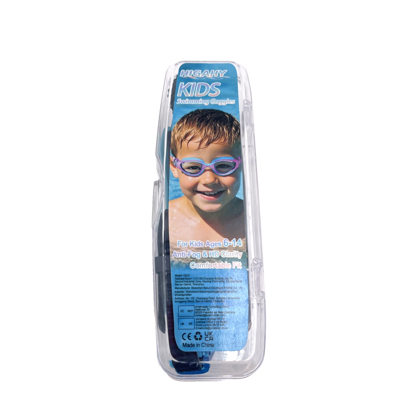 HIGAHY Kids Swim Goggles, Anti-Fog & UV One Size, Bluegreen – Blue Lens