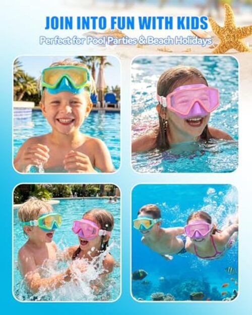 Diving Mask for Adult & Teen – Panoramic Anti Youth Blue Green & Gold-Plated