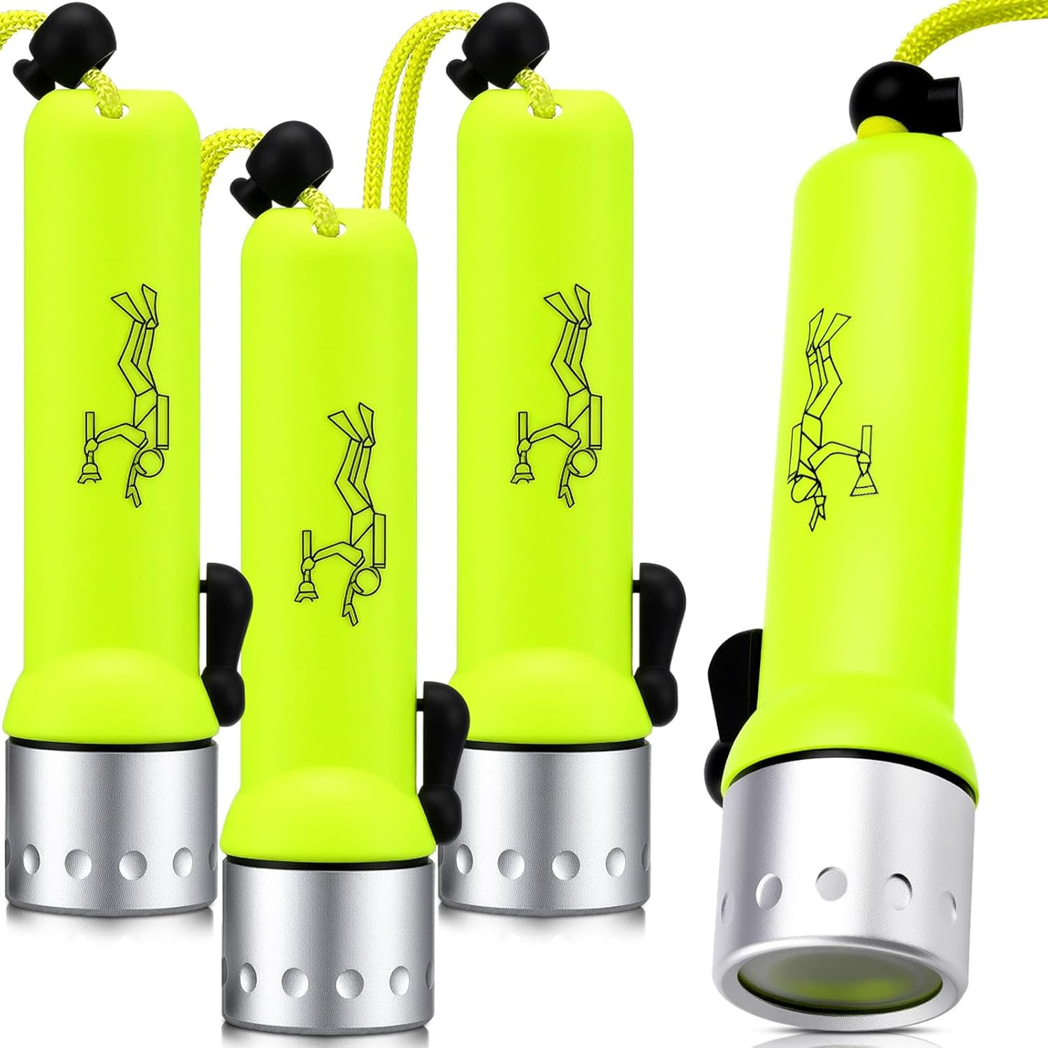 4 Pack Scuba Diving Flashlight 1000 Lumen T6 LED Dive Light Bright Waterproof