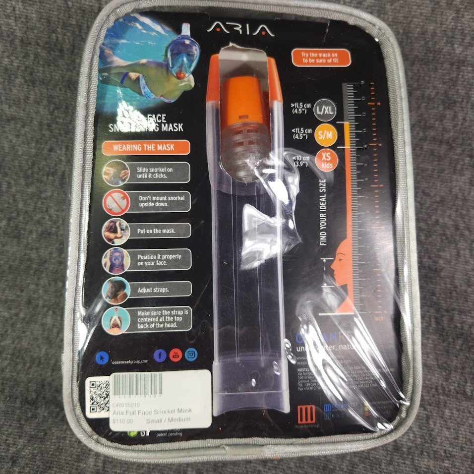 Ocean Reef Aria Full Face Snorkel Mask-Gray-S/M- Preowned
