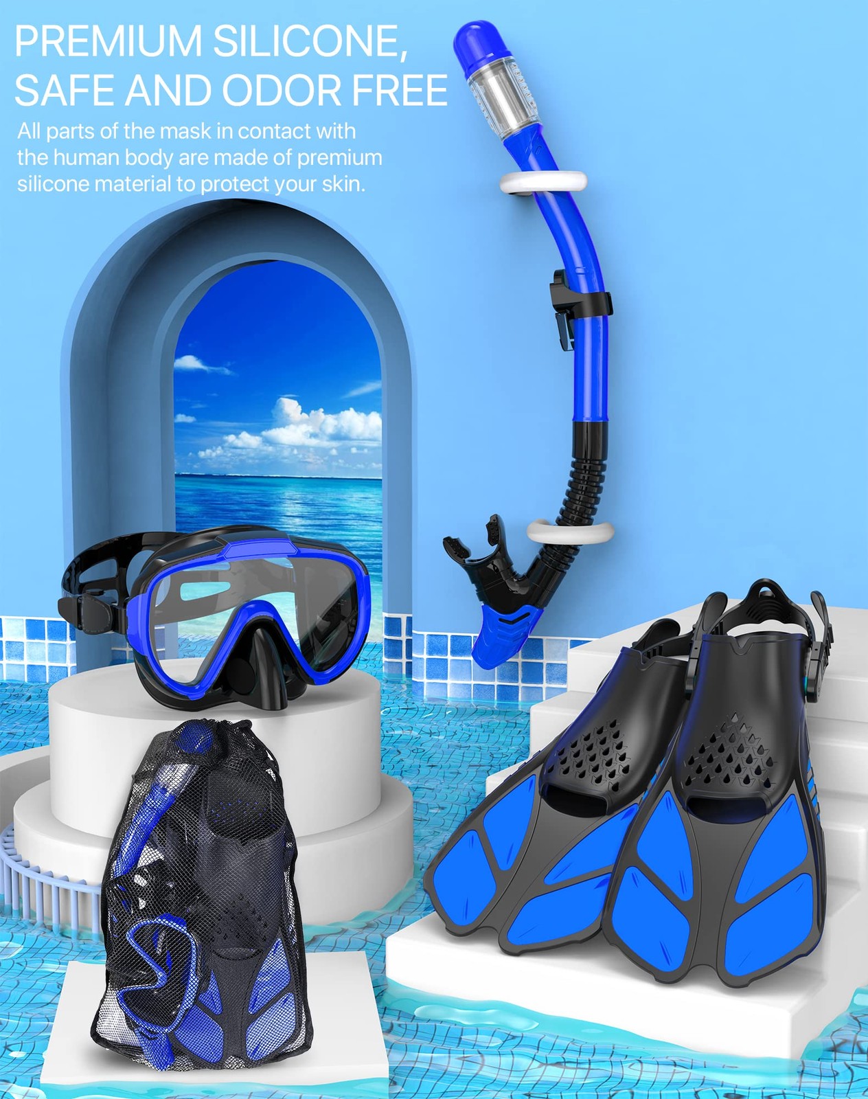 Ubekezele Snorkeling Gear for Adults Men Women,4 in 1 Snorkel Set with Panora…