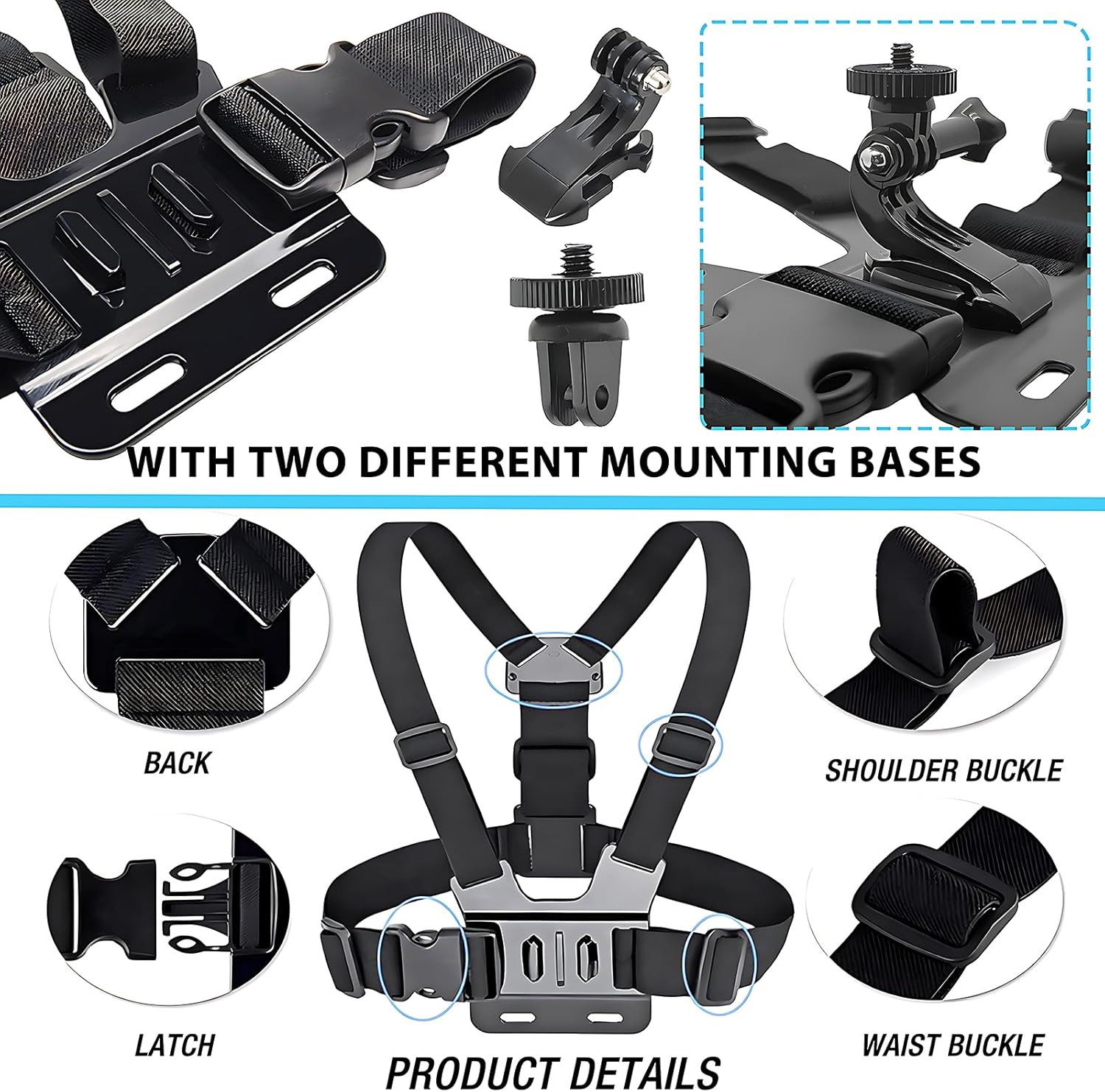 Adjustable Chest Mount Harness for Insta360 X5 X4 X3 X2 X ACE Pro ONE RS R GO 2