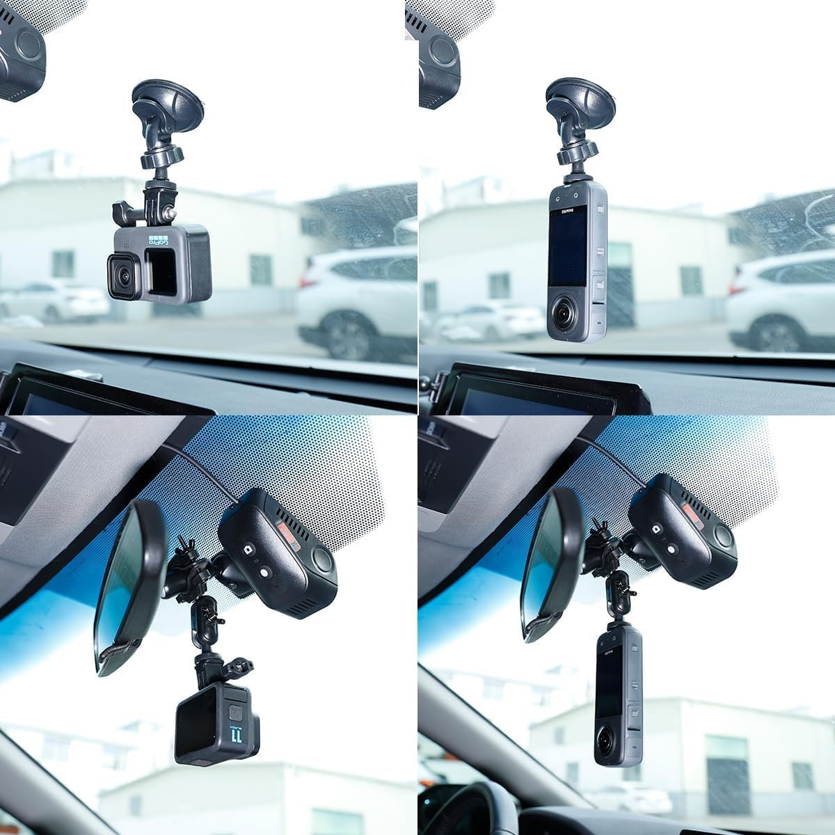 Rear View Mirror Holder Suction Cup Kit for Insta360 X5/X4/X3/X2/X,360 Rotation