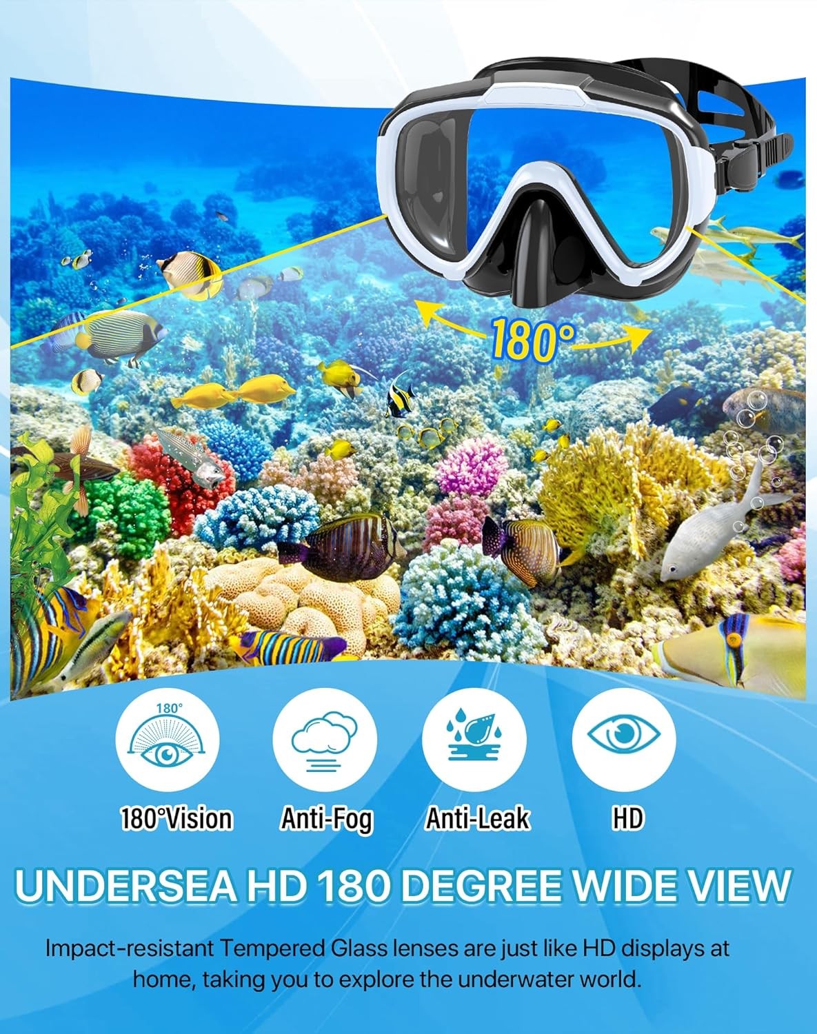 Snorkeling Gear for Adults Men Women,4 in 1 Snorkel Set with ML/XL, WHITE