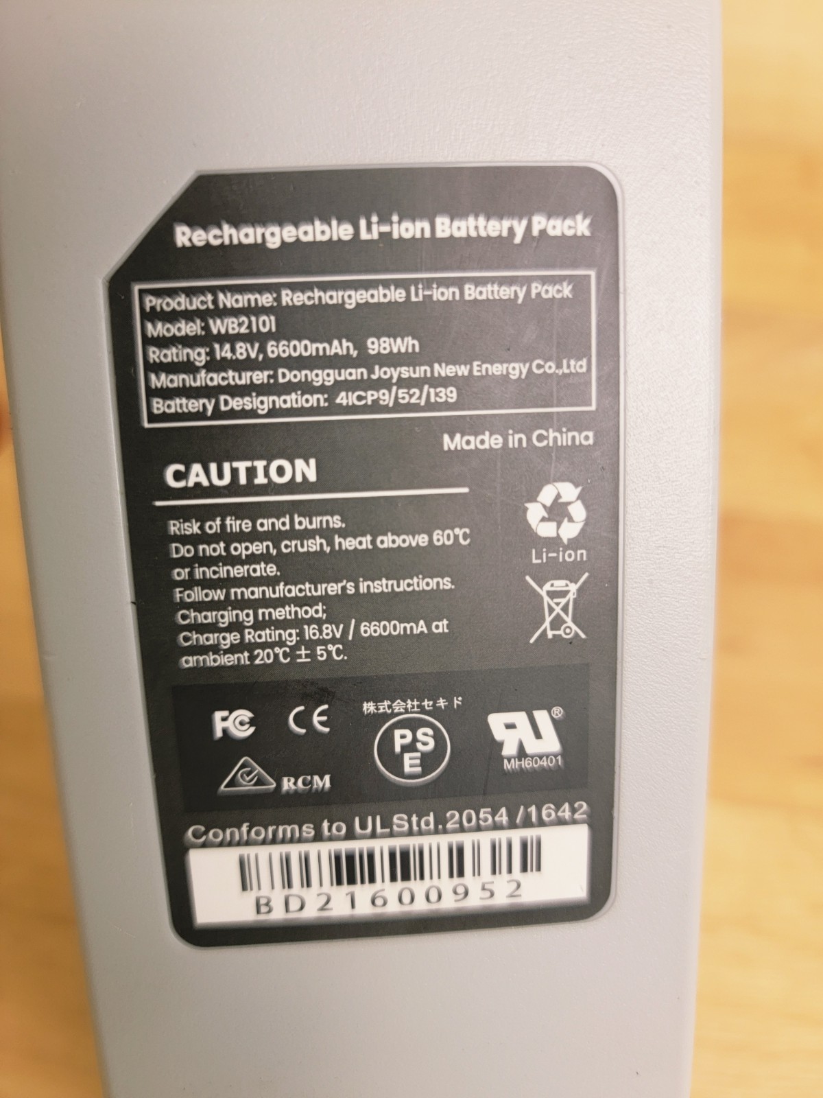 Sublue Navbow Underwater Scooter Li-ion Battery WB2101 14.8V, 6600mAh, 98Wh