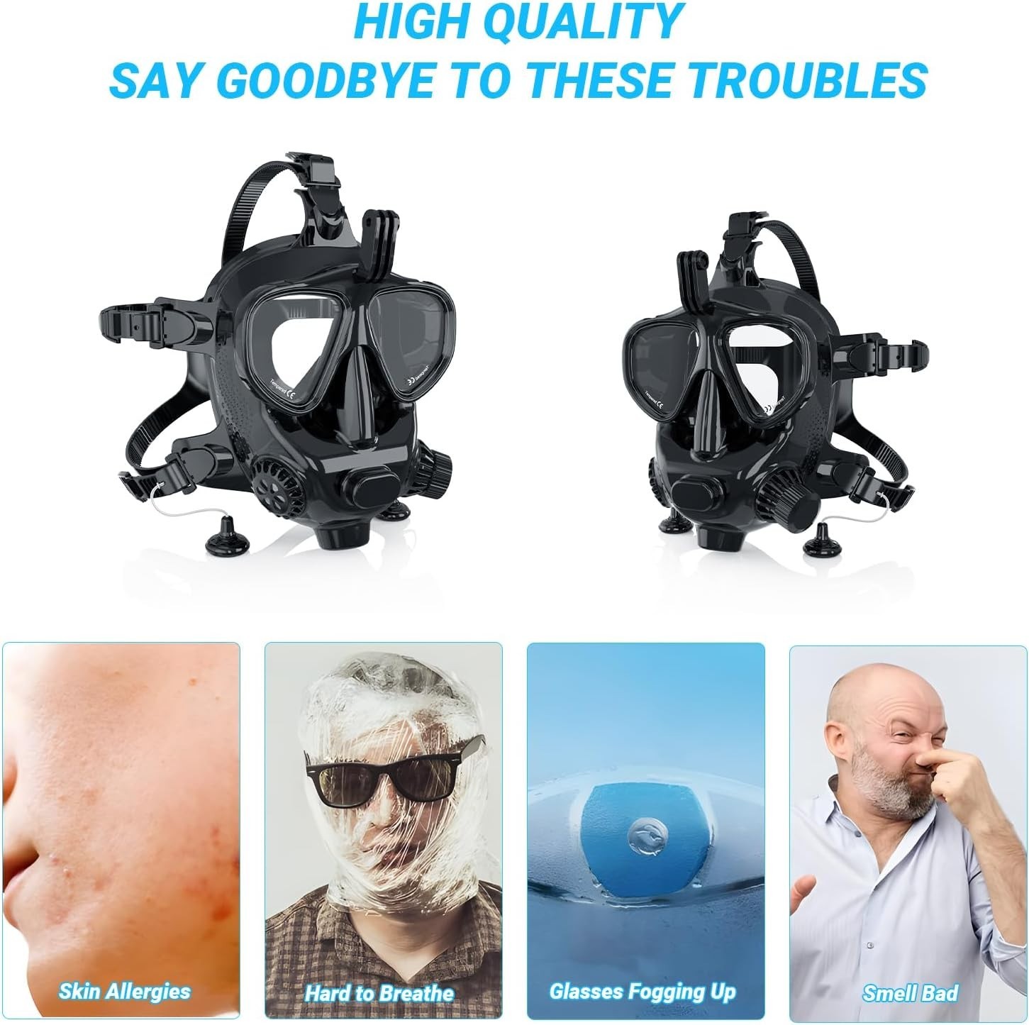 Scuba Diving Mask Full Face Snorkel Mask,Dry Top System 180 View Comfortable Fit